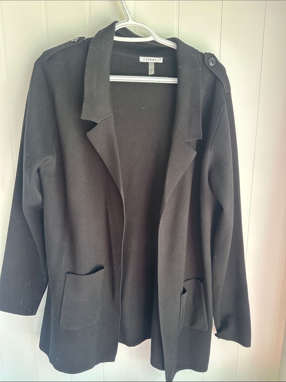 Sioni Black Open-Front Blazer Jacket